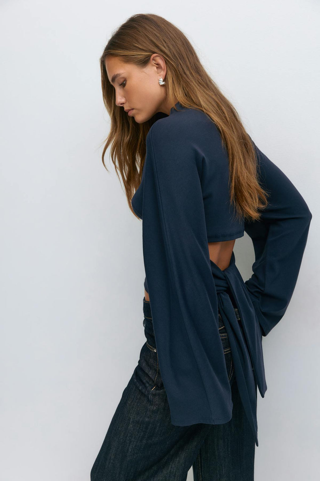 Tie back wide sleeve top