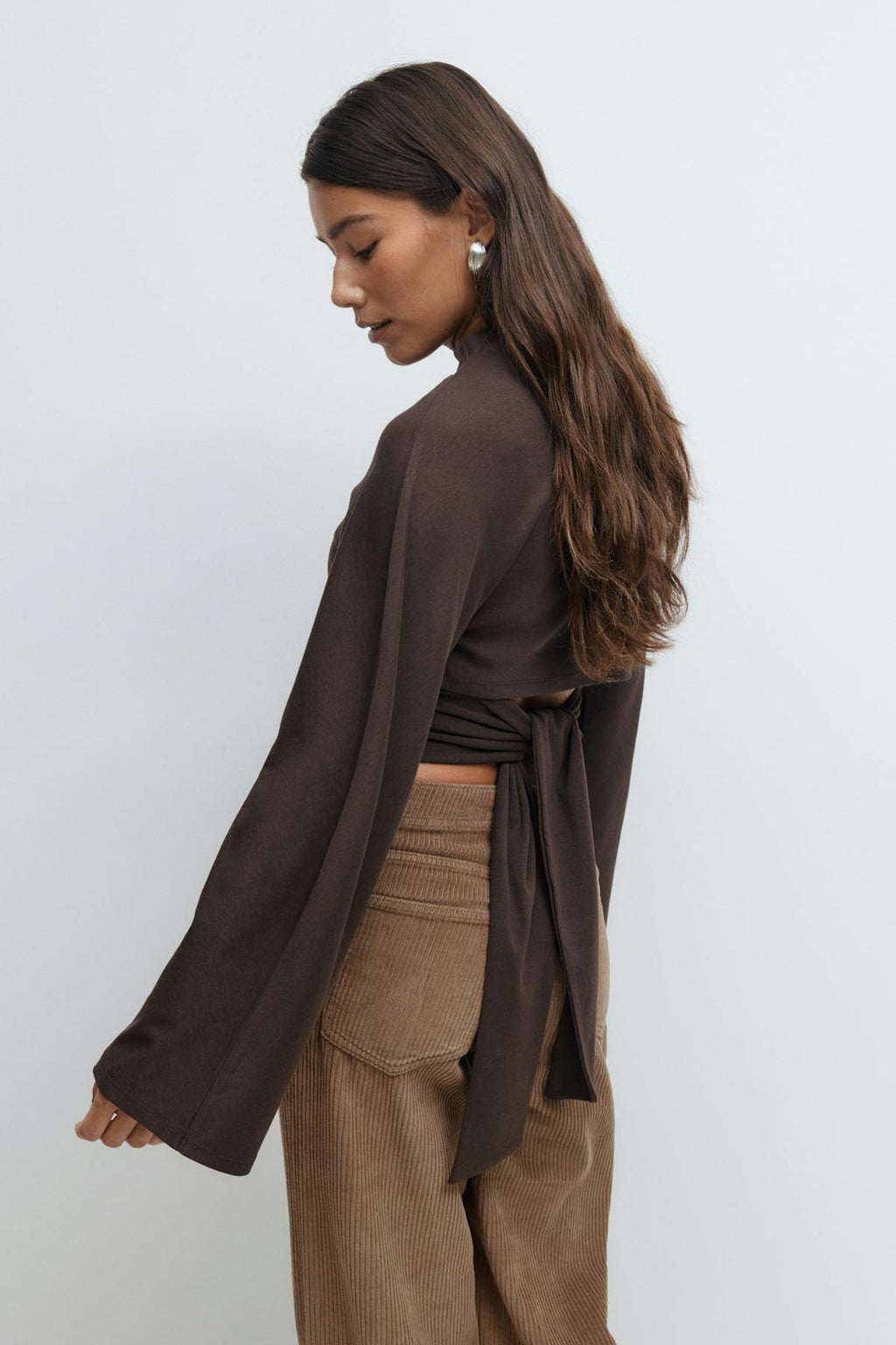 Tie back wide sleeve top