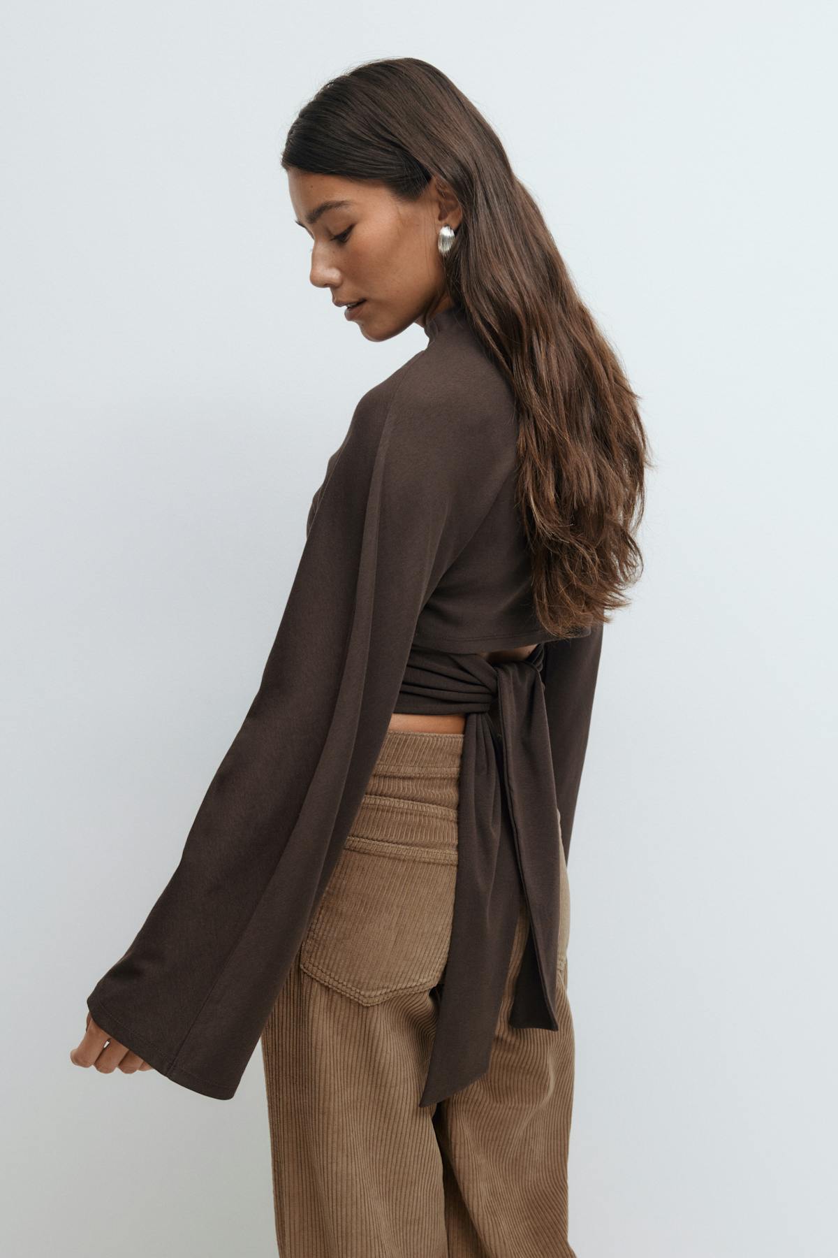 Tie back wide sleeve top