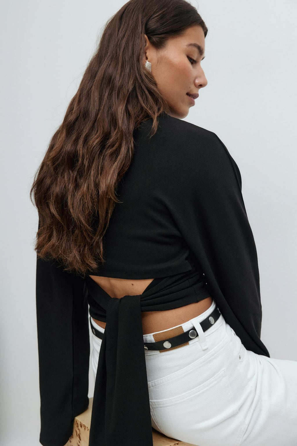 Tie back wide sleeve top