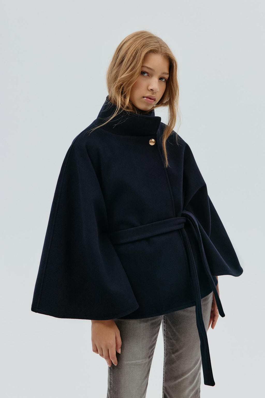 Y belted cape