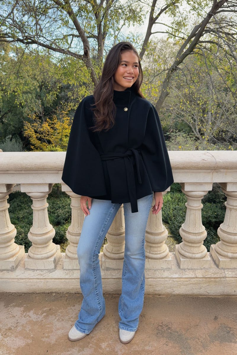 Y belted cape