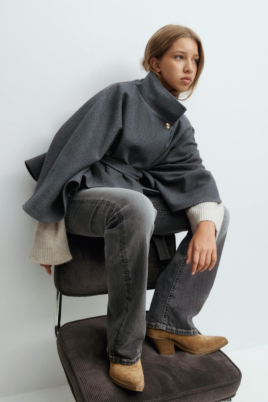 Y belted cape