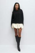 Satin balloon mini skirt