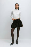 Satin balloon mini skirt