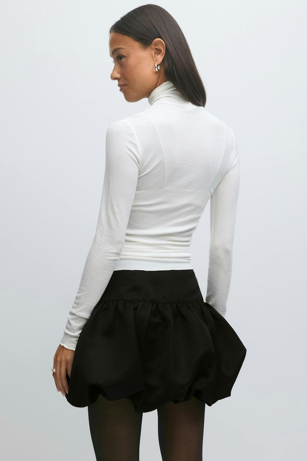 Satin balloon mini skirt