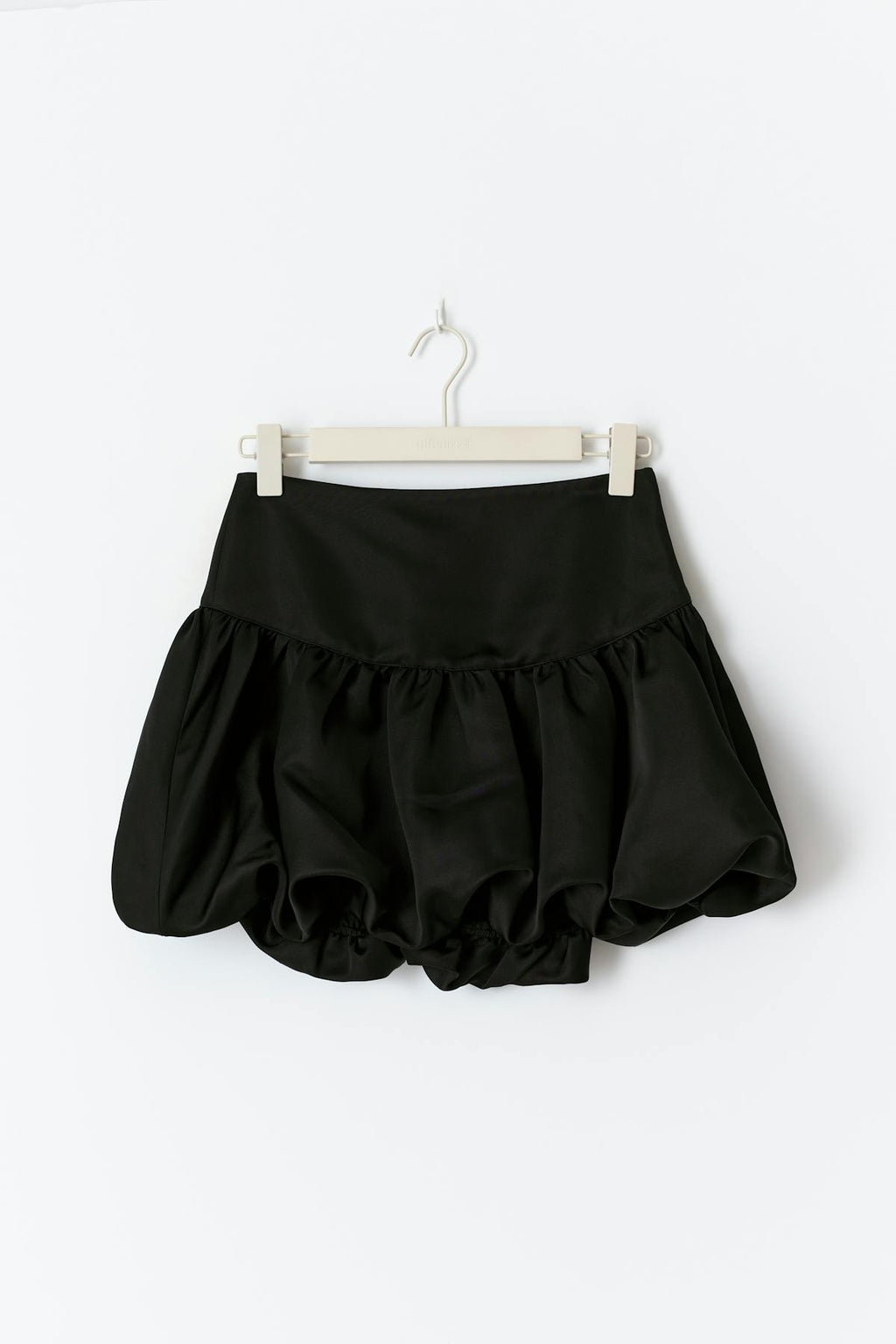 Satin balloon mini skirt