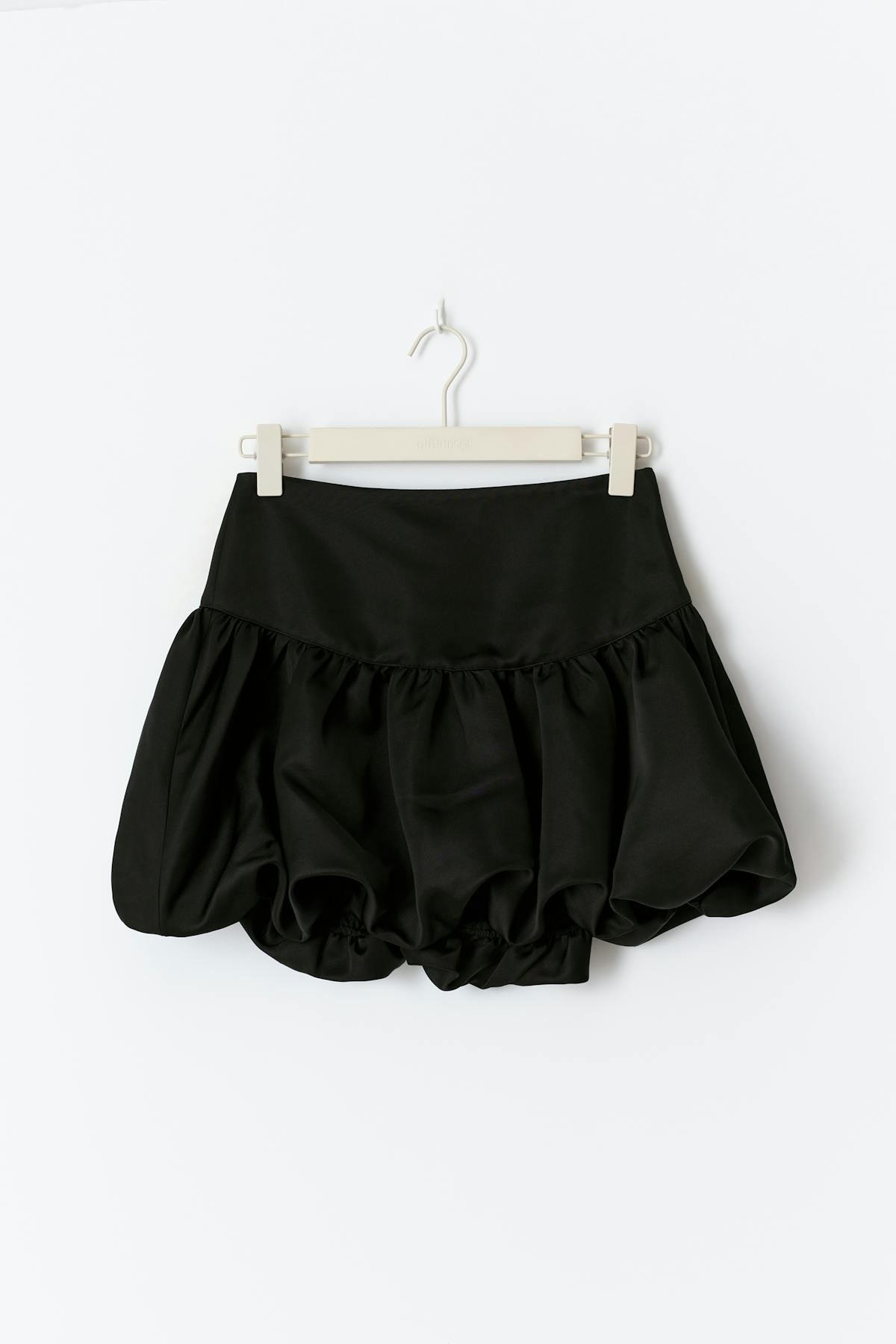 Satin balloon mini skirt