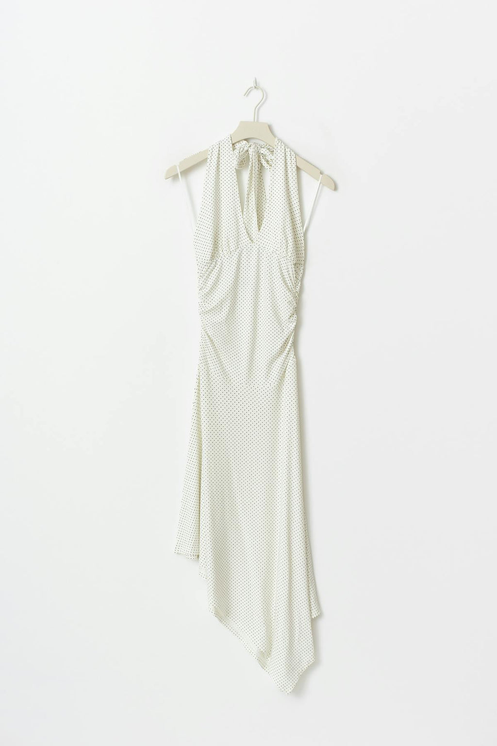Halter asymmetric midi dress