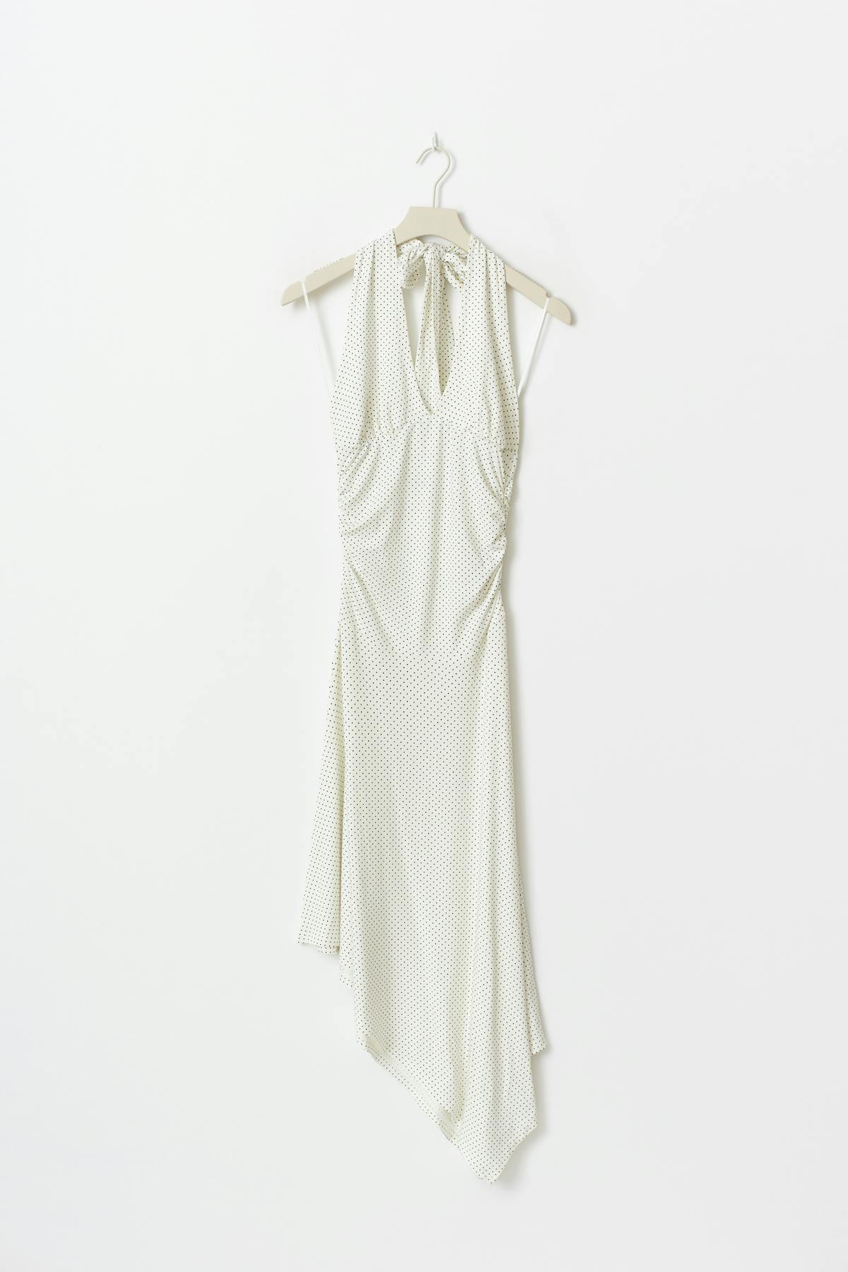 Halter asymmetric midi dress