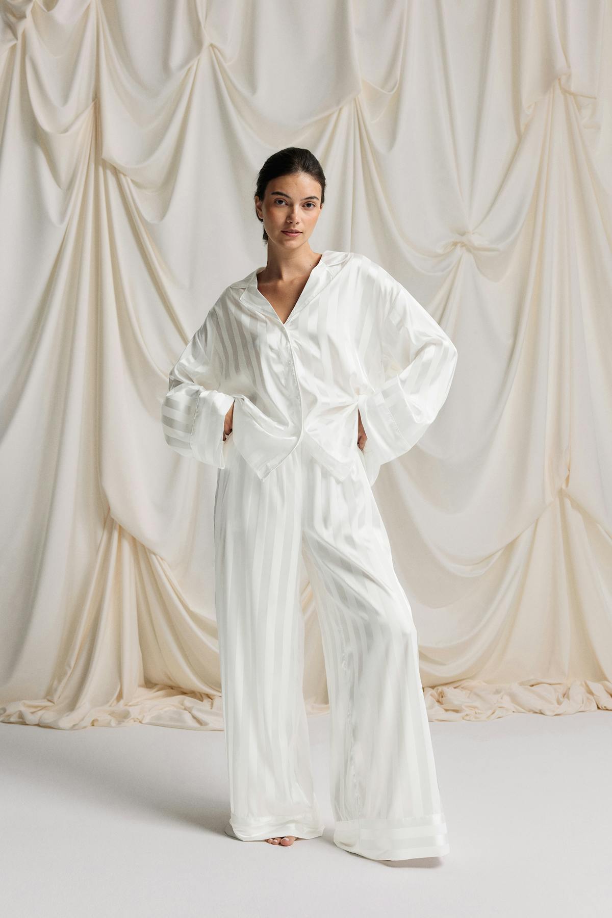 Satin striped trousers
