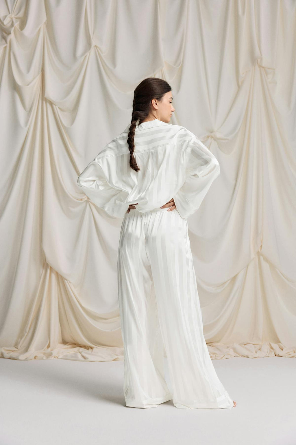Satin striped trousers