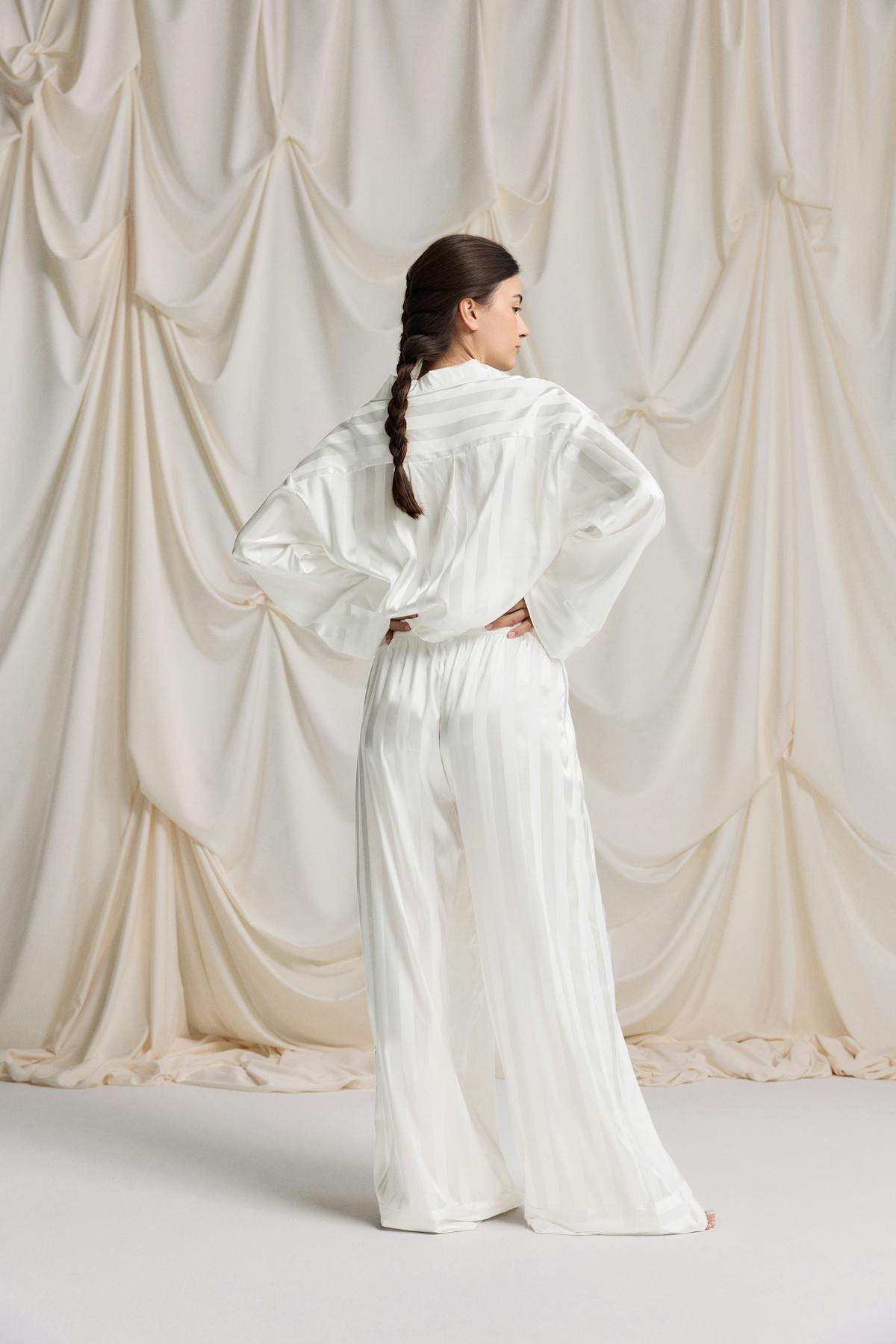 Satin striped trousers