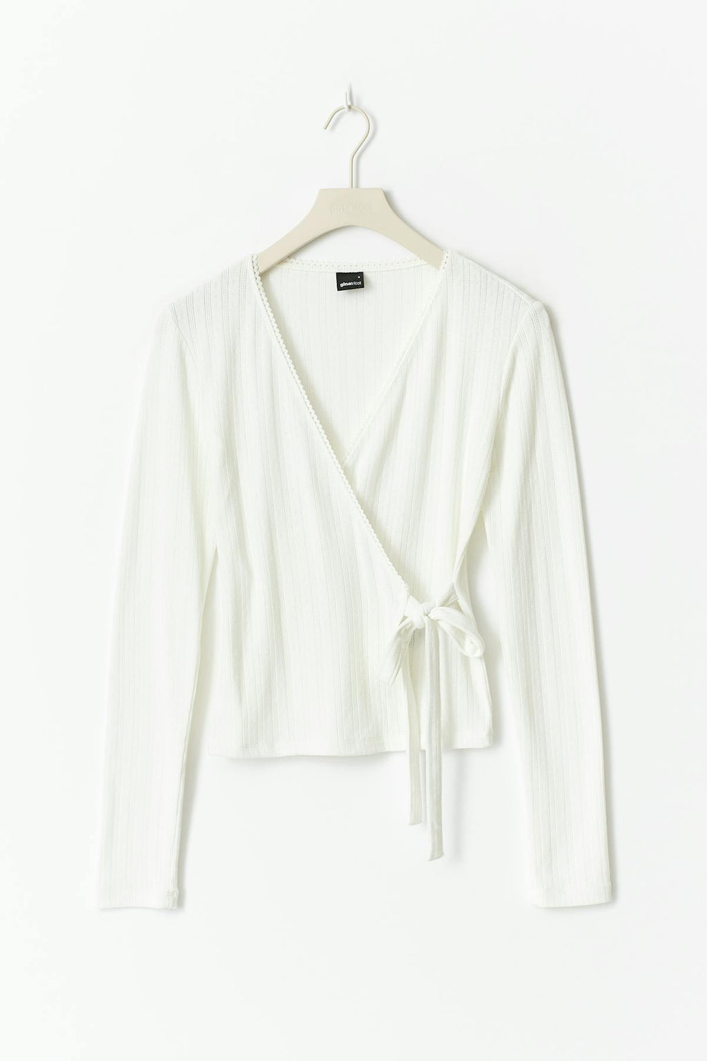 Pointelle wrap top