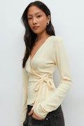 Pointelle wrap top