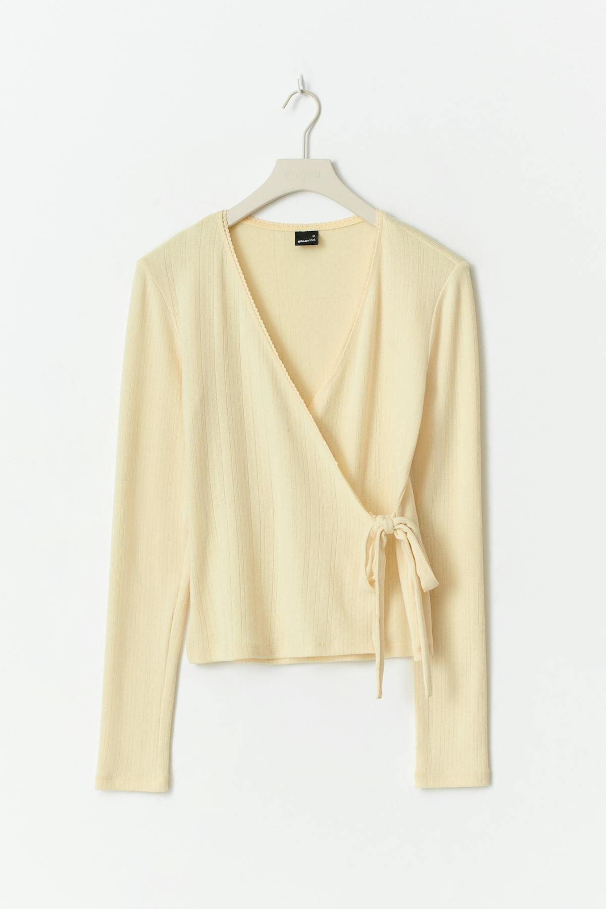 Pointelle wrap top