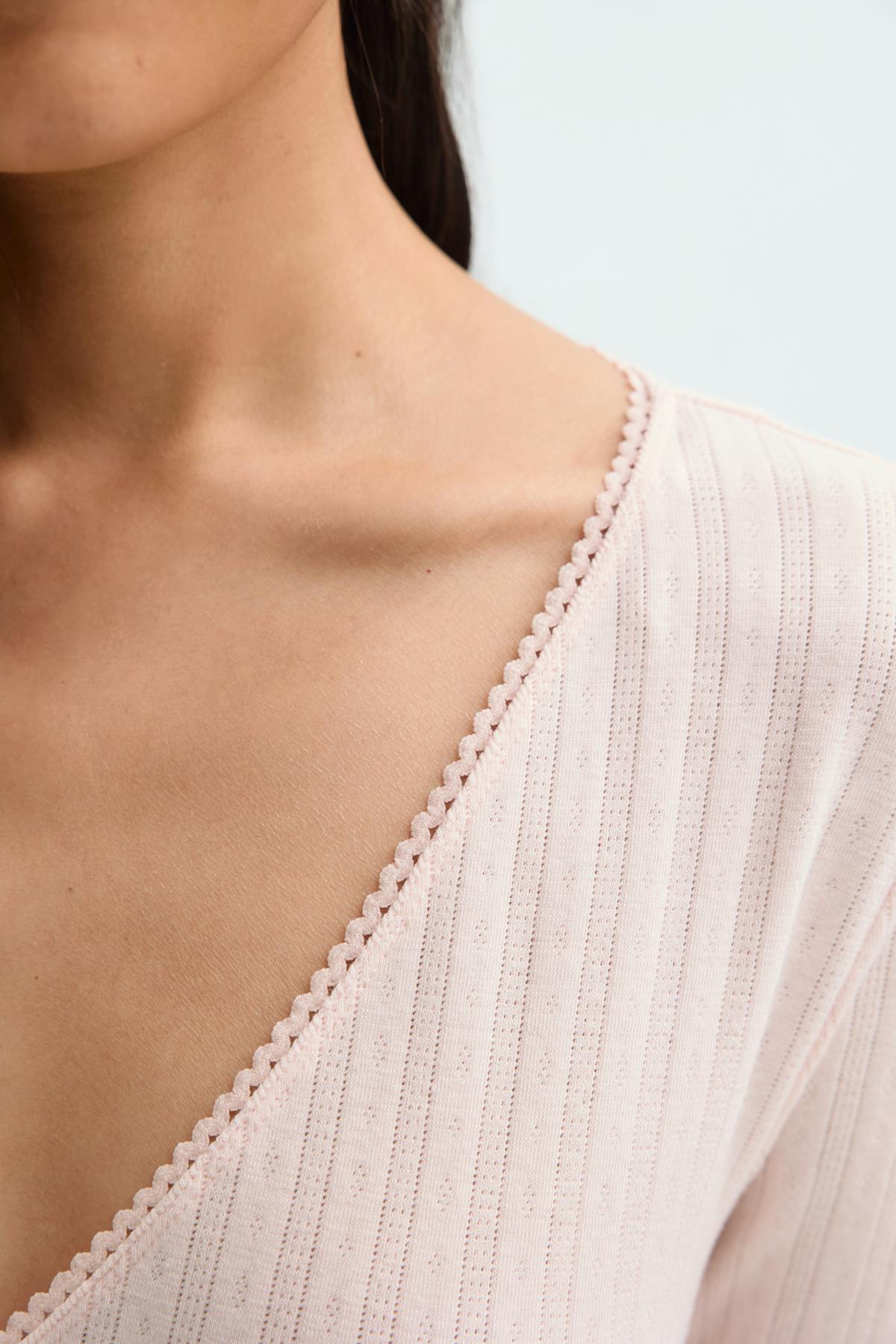 Pointelle wrap top