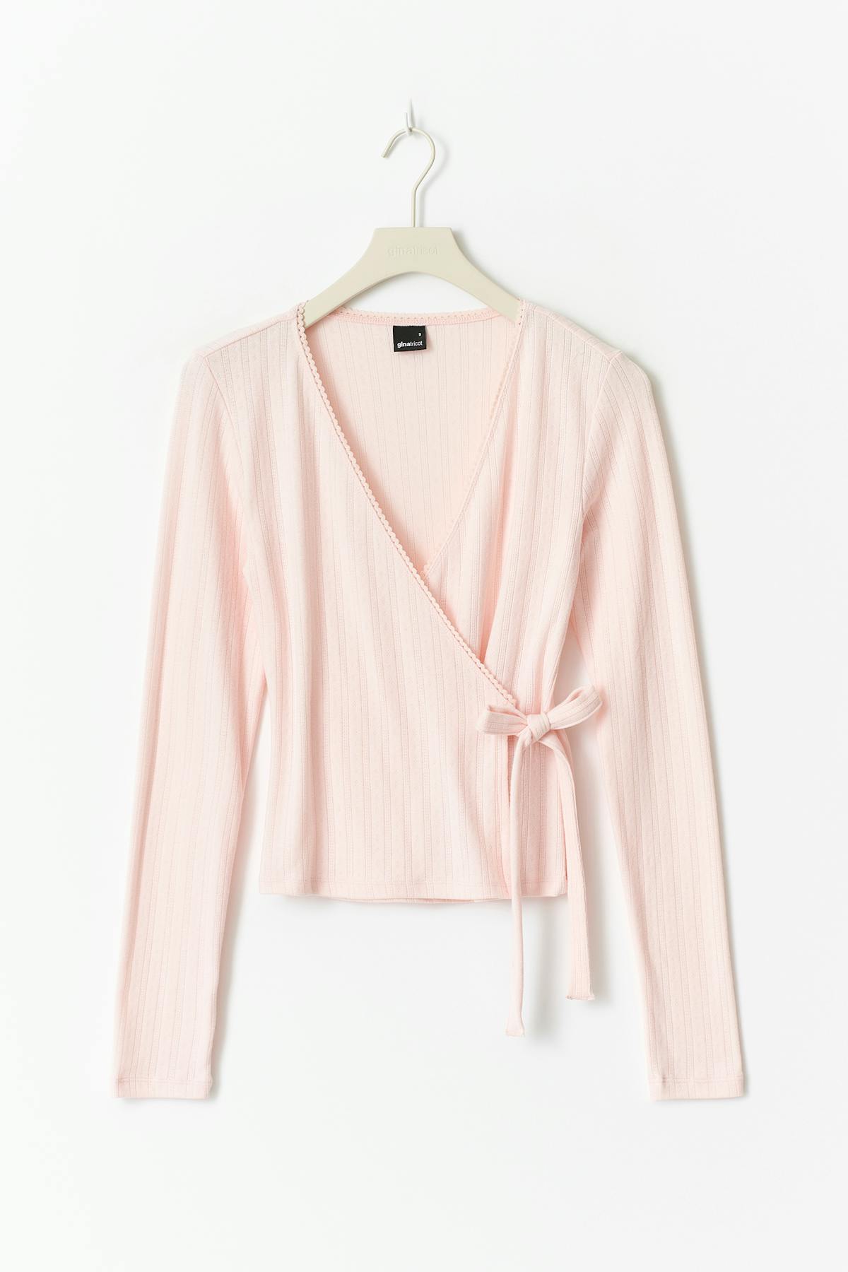 Pointelle wrap top
