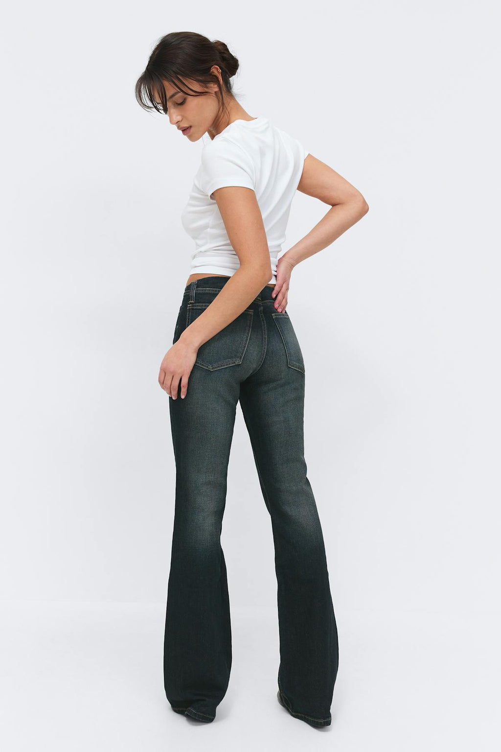 No waist bootcut jeans