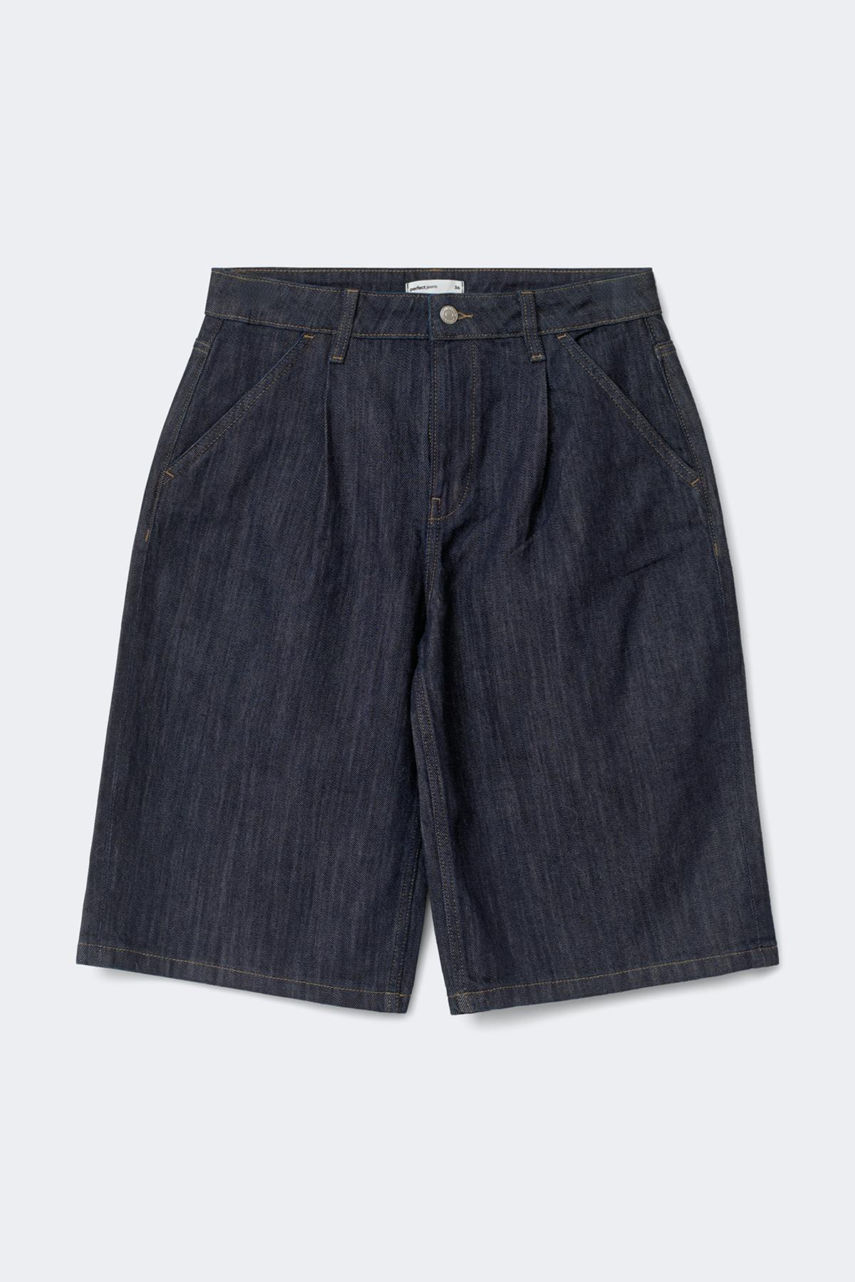 Tailored long denim shorts