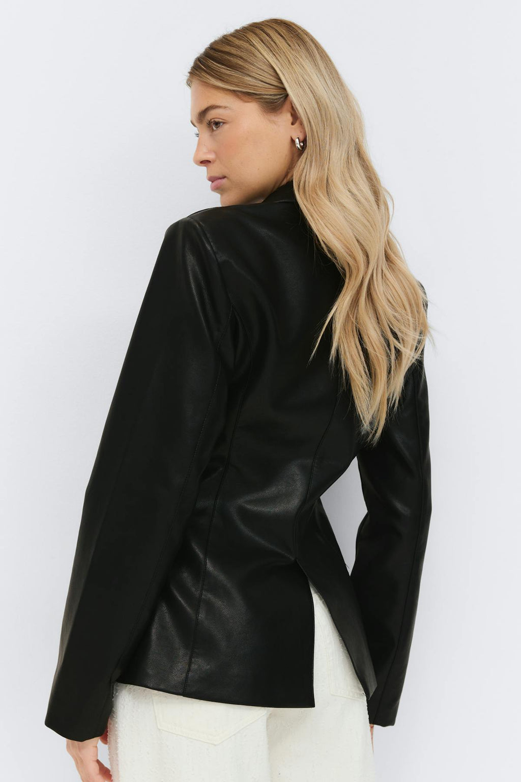 Shaped pu blazer
