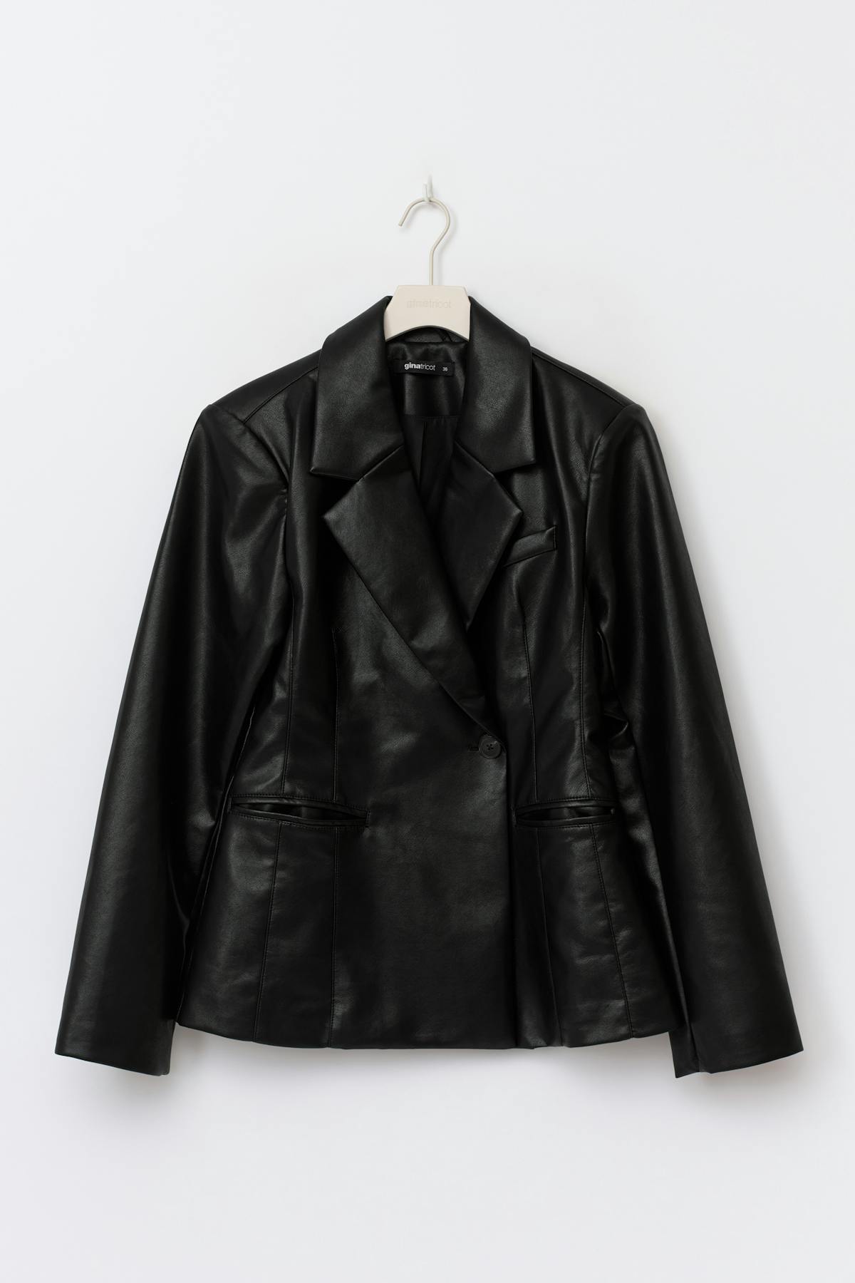 Shaped pu blazer