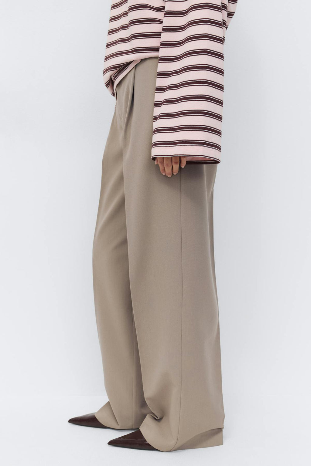 Mid wide pleated trousers
