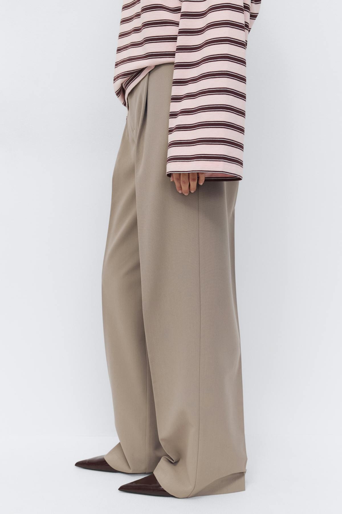 Mid wide pleated trousers