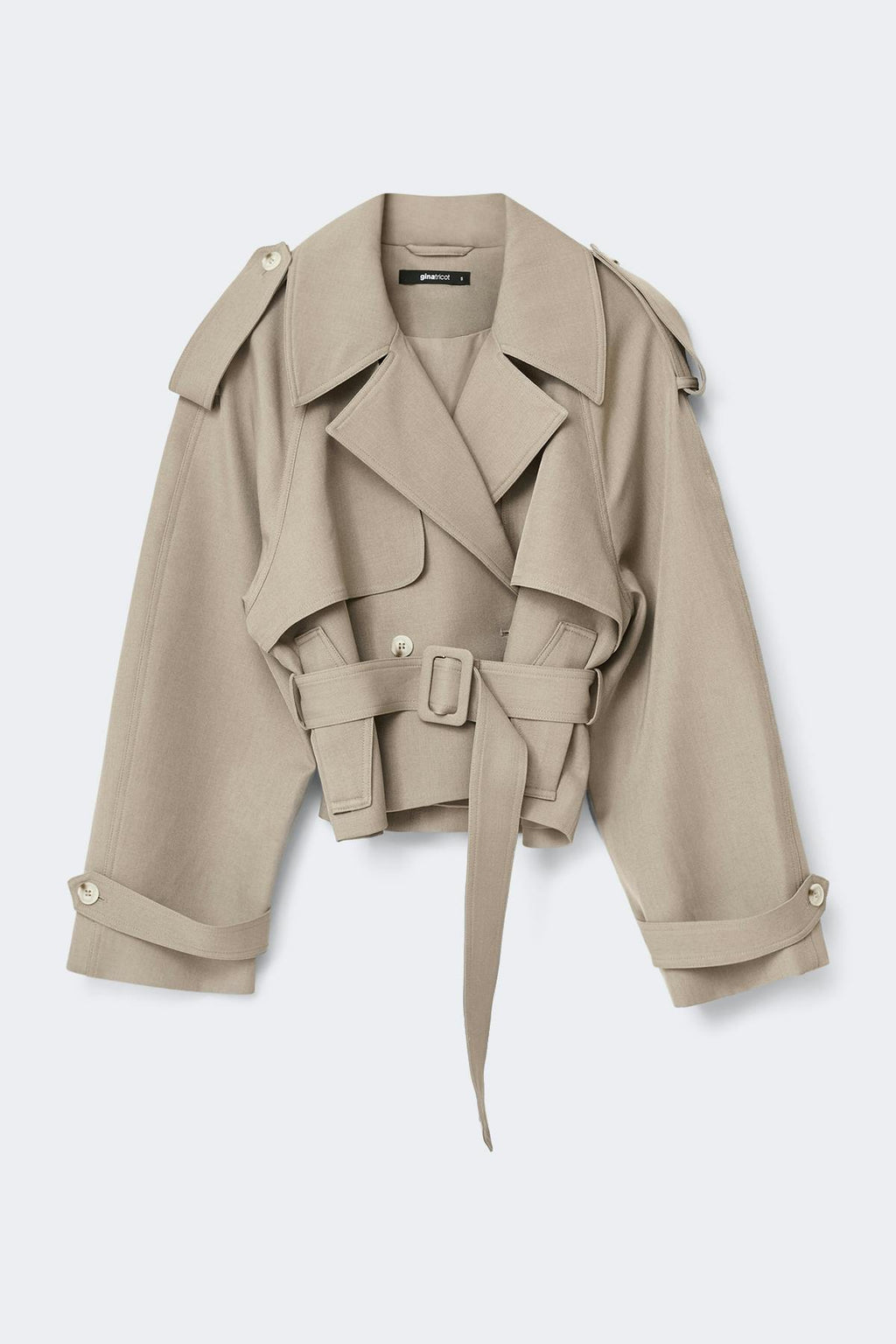 Short belted trench coat