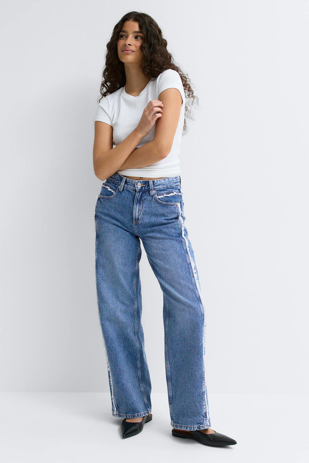 Fringe seam jeans