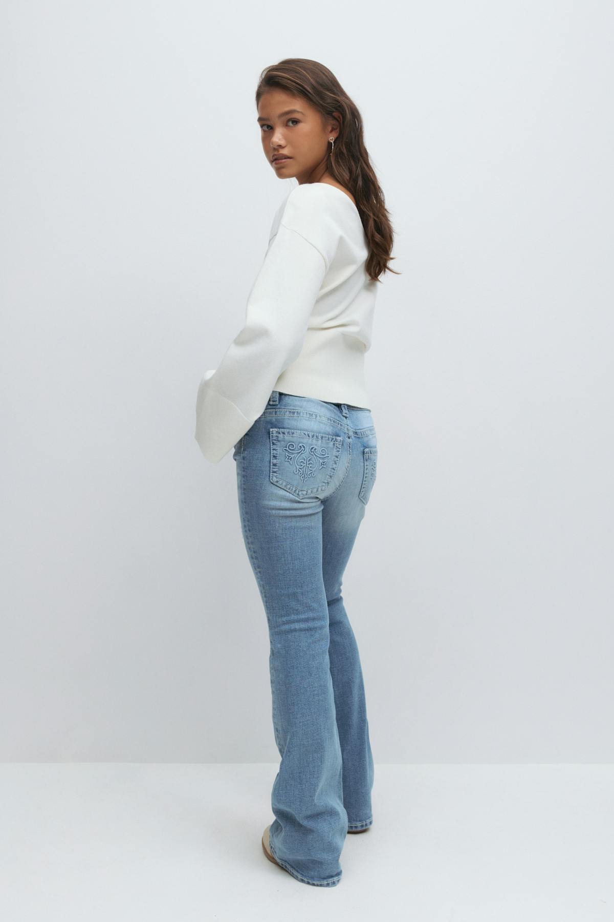 Hip hug flare jeans