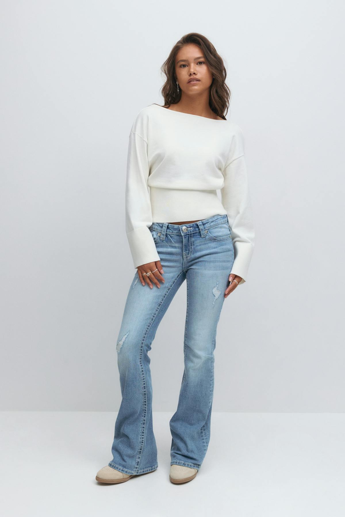 Hip hug flare jeans