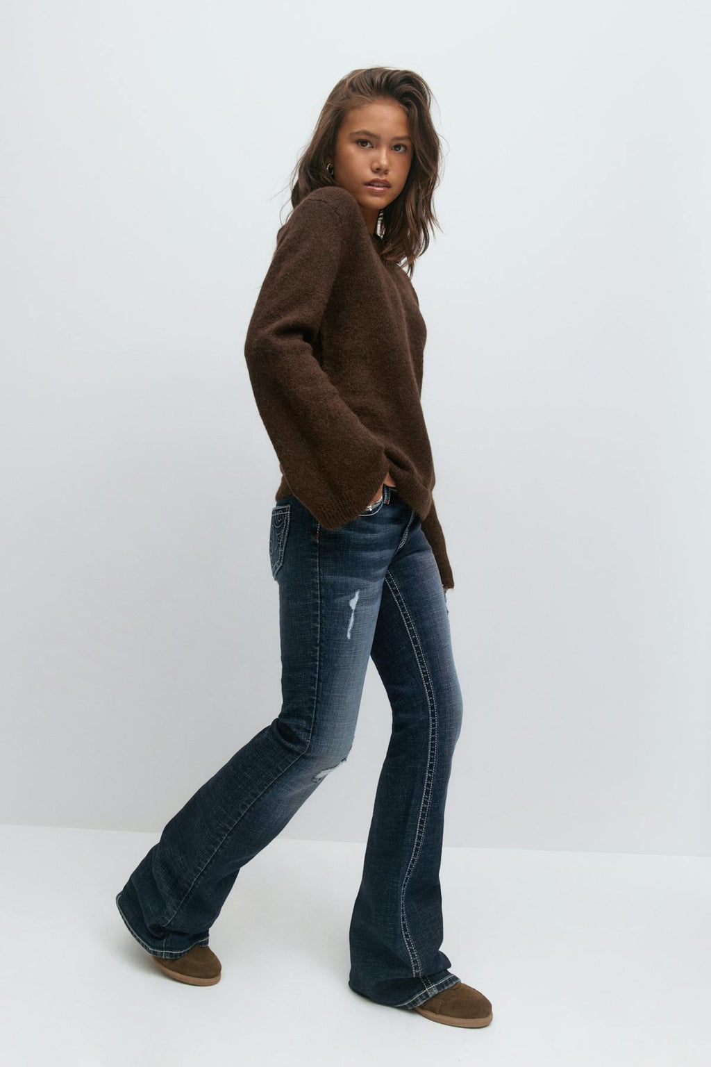 Hip hug flare jeans