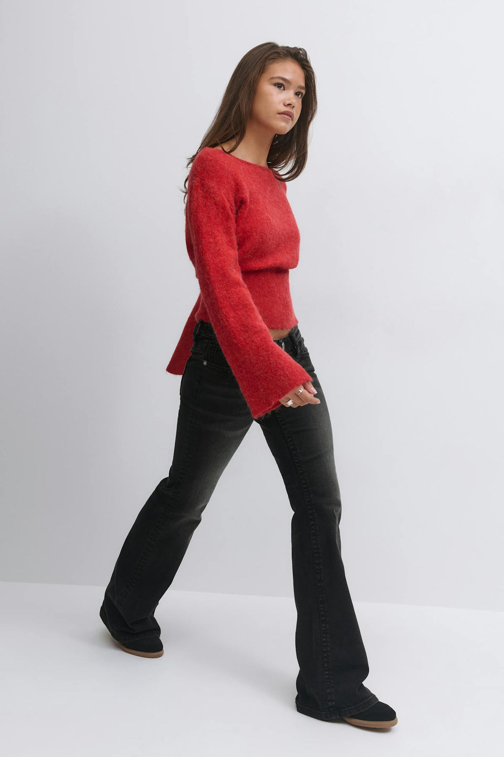 Hip hug flare jeans