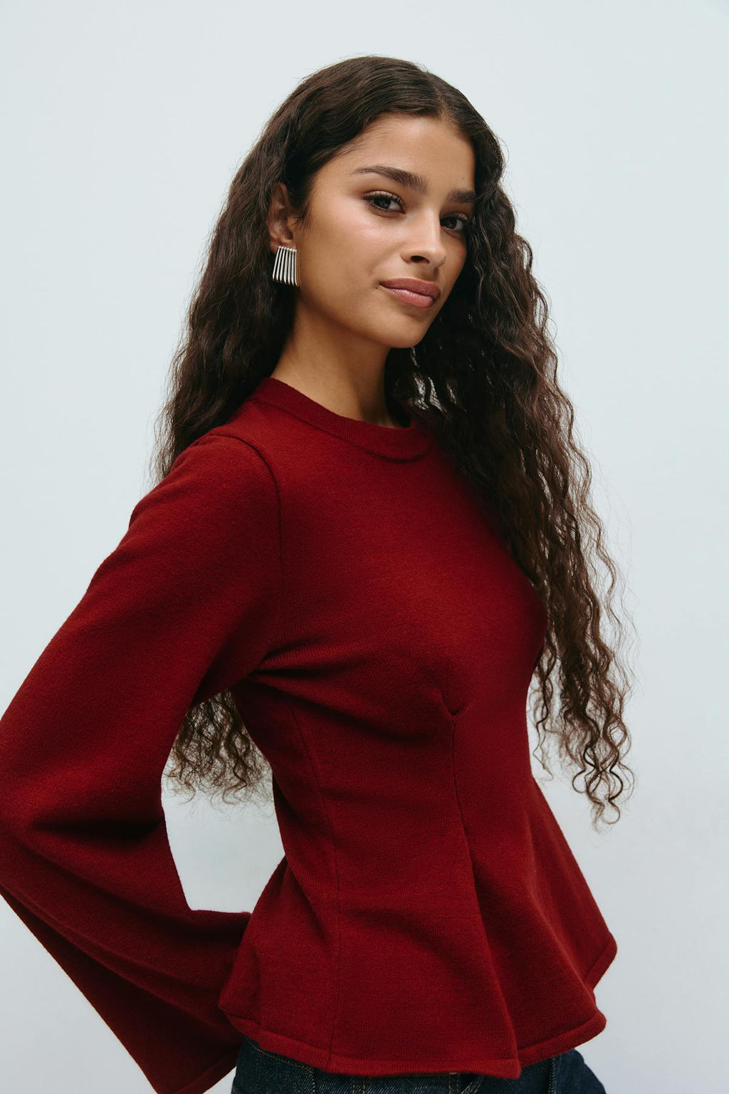 Knitted peplum top