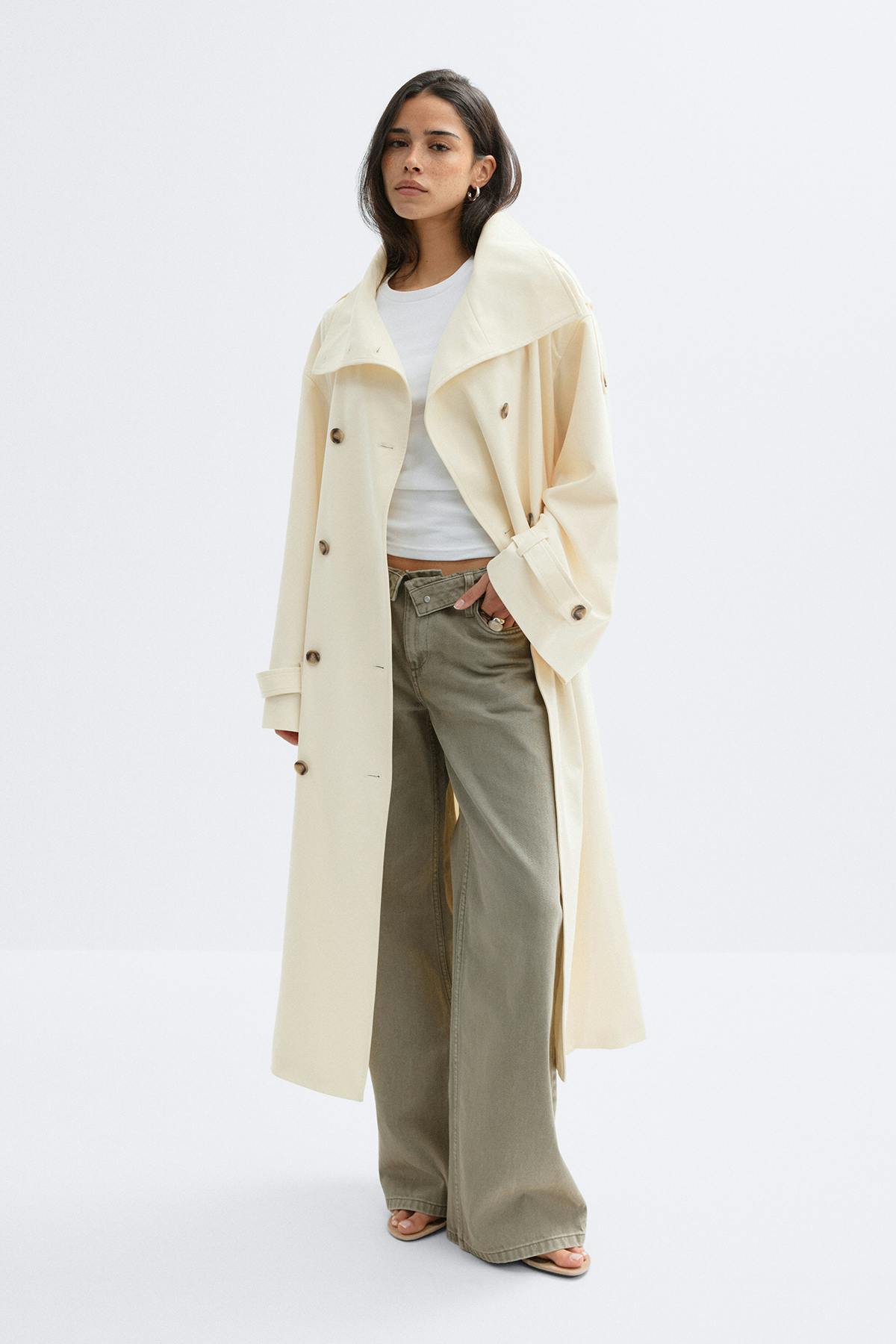 High neck trench coat