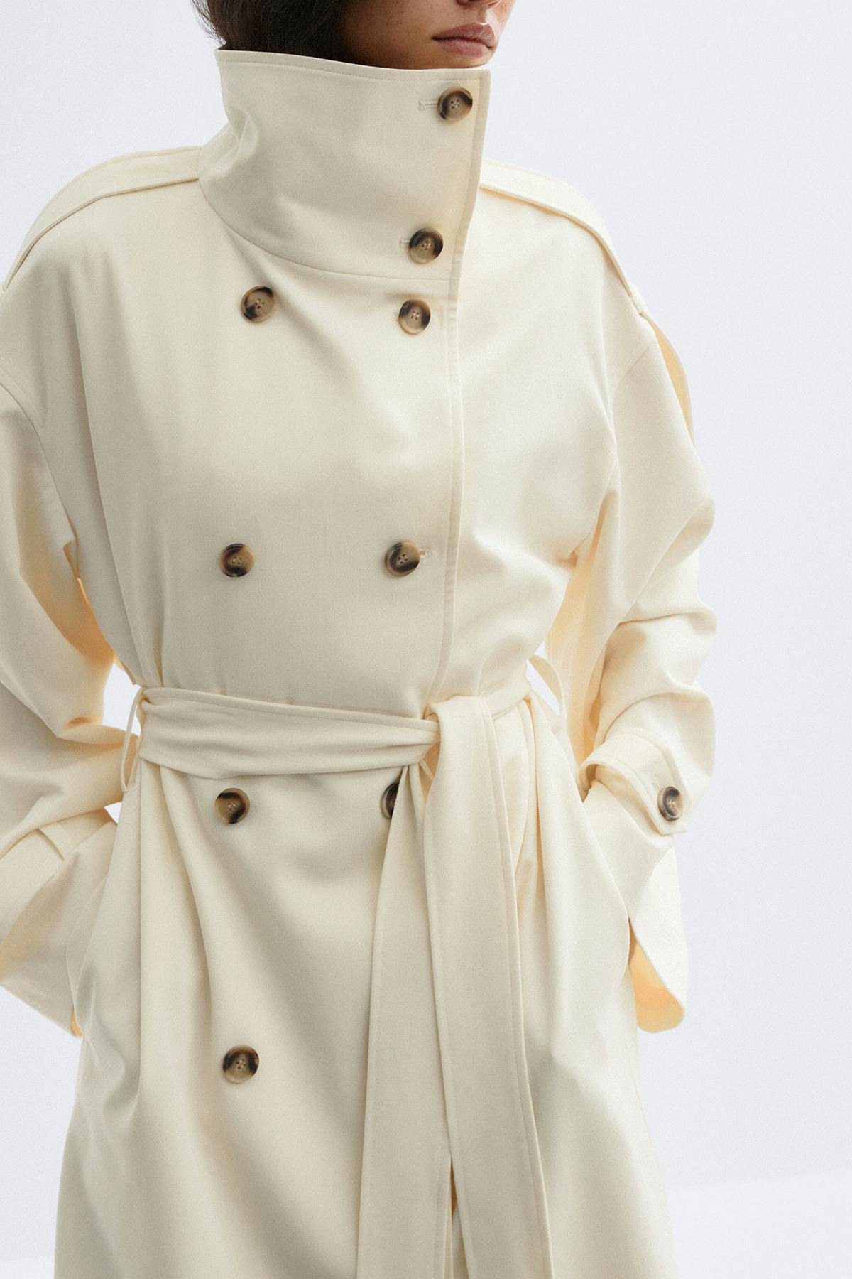 High neck trench coat