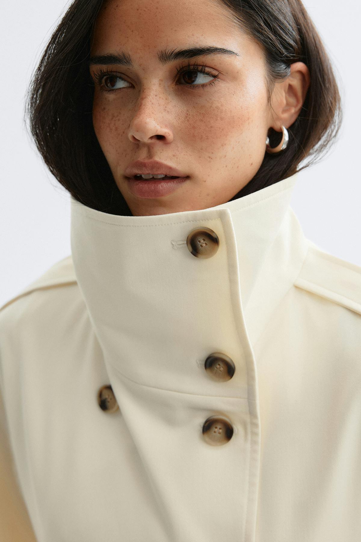 High neck trench coat