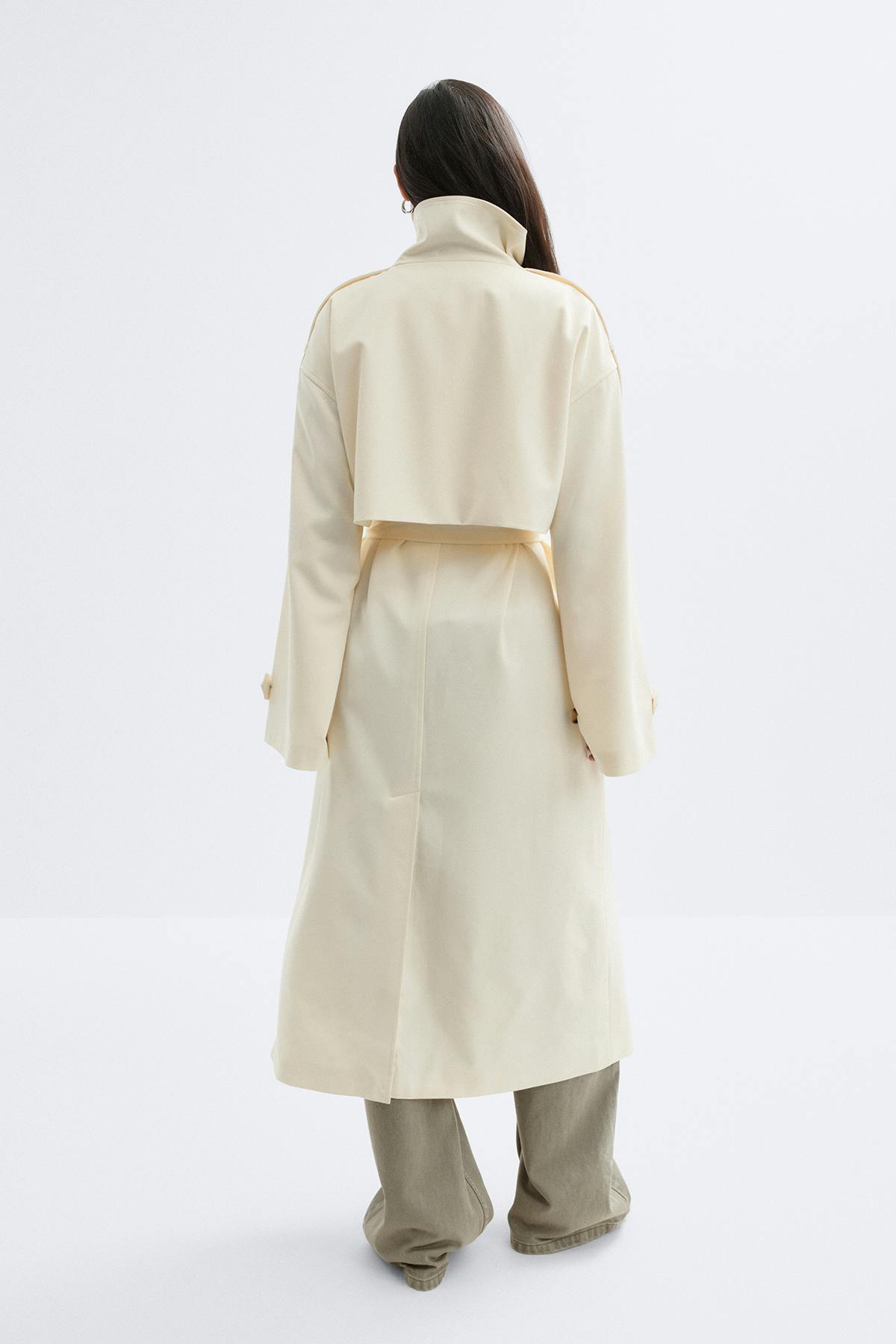 High neck trench coat