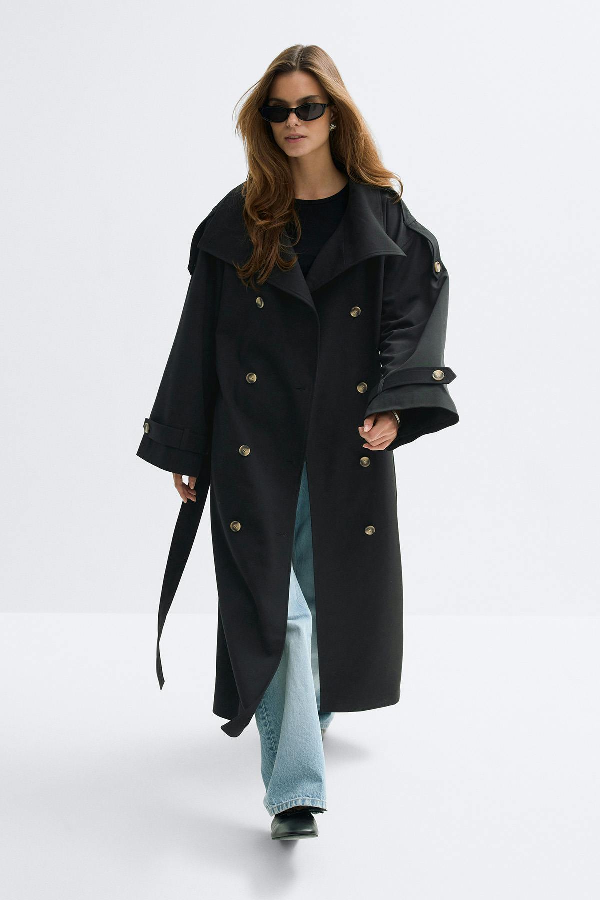 High neck trench coat