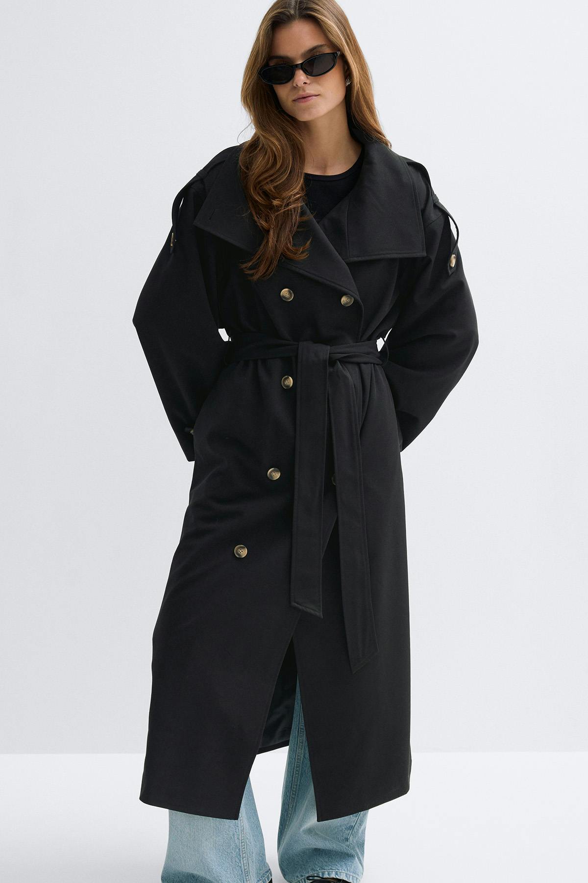 High neck trench coat