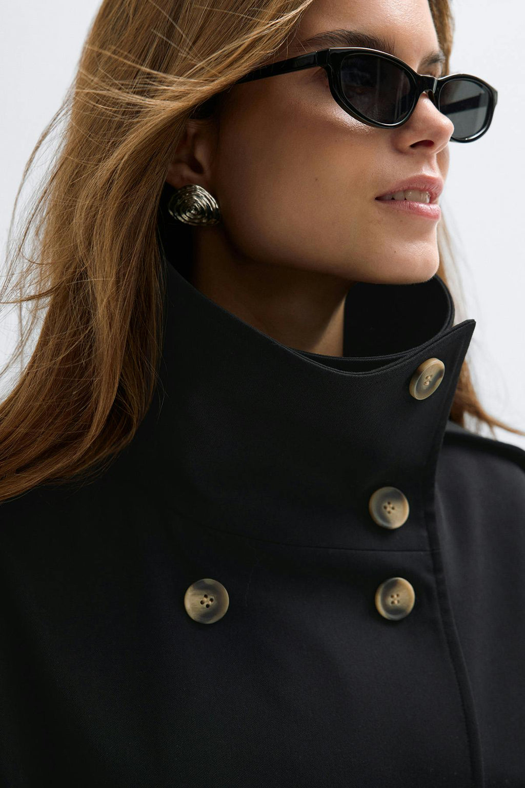 High neck trench coat