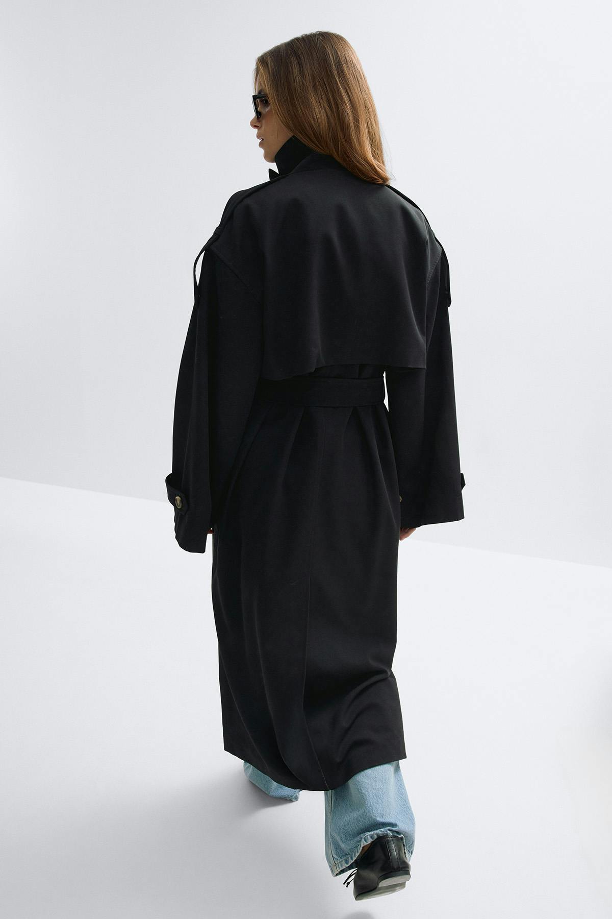 High neck trench coat