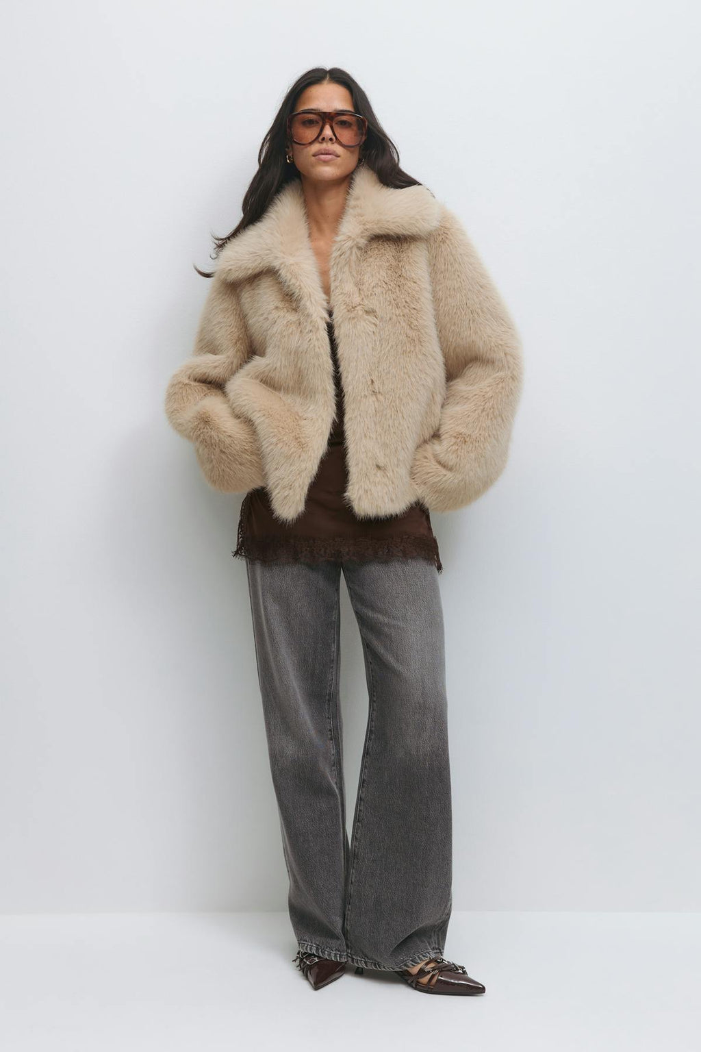Faux fur short jacket