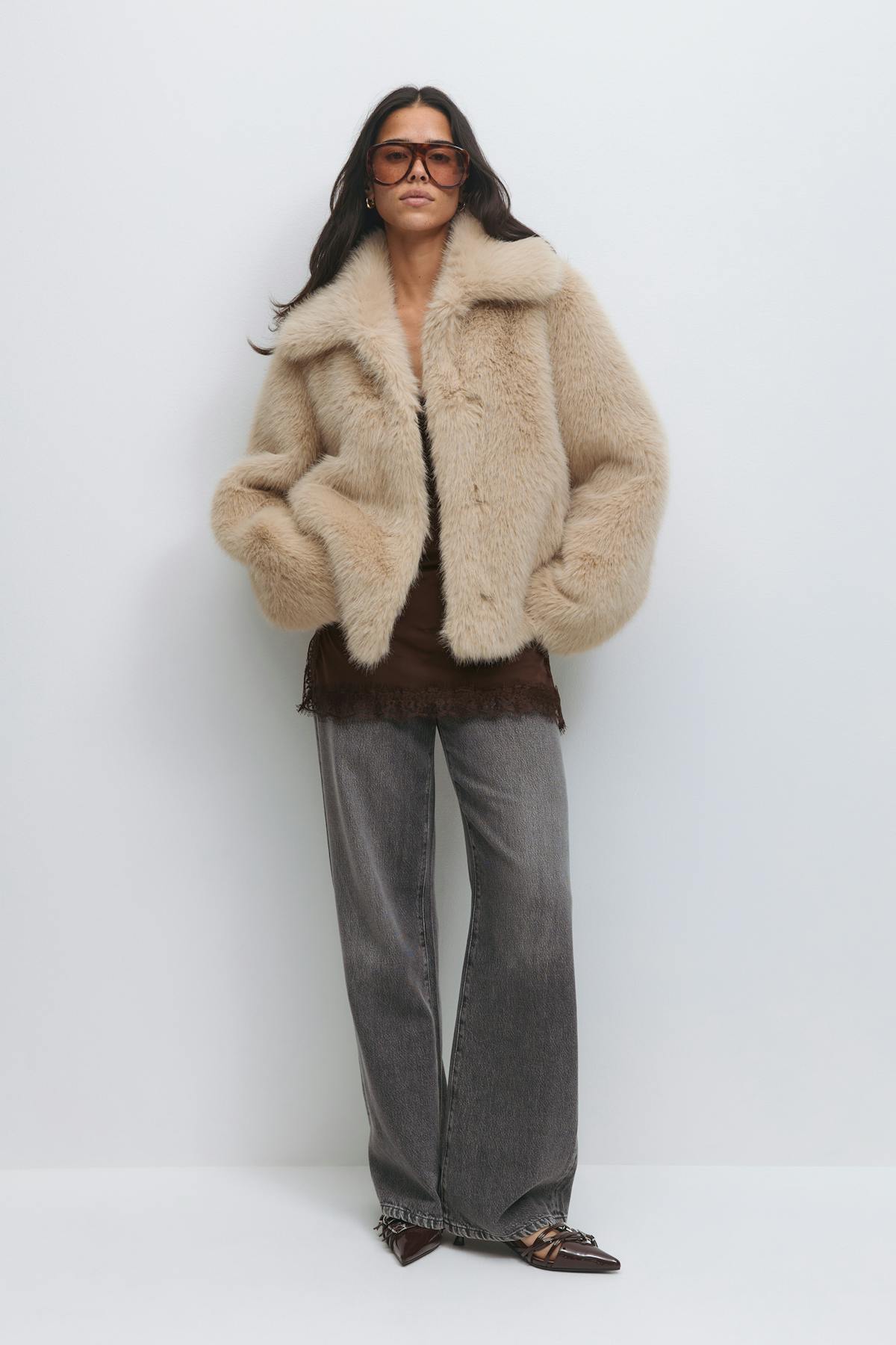 Faux fur short jacket