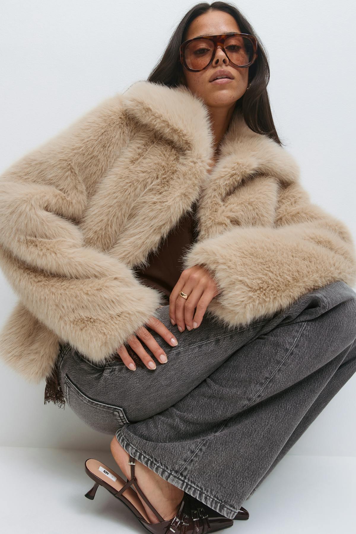 Faux fur short jacket