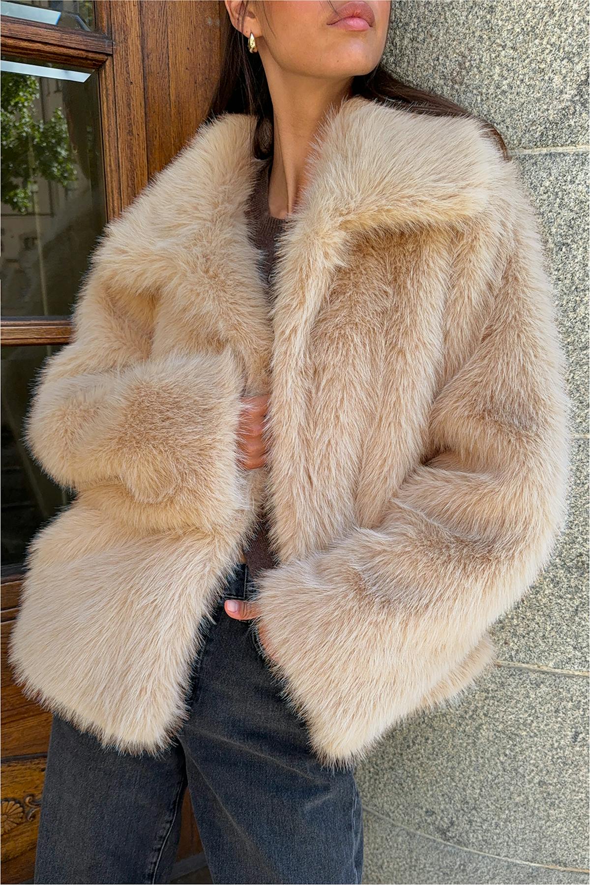 Faux fur short jacket