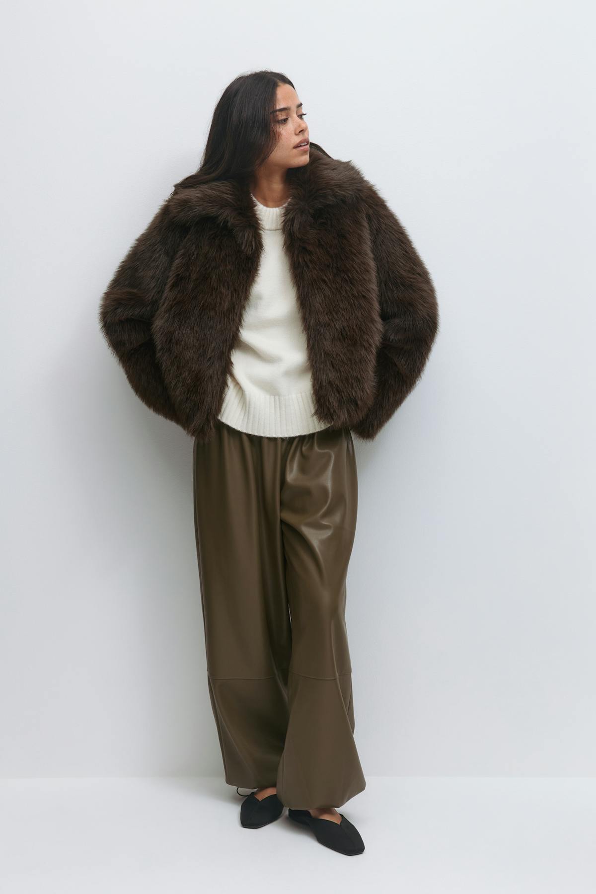 Faux fur short jacket