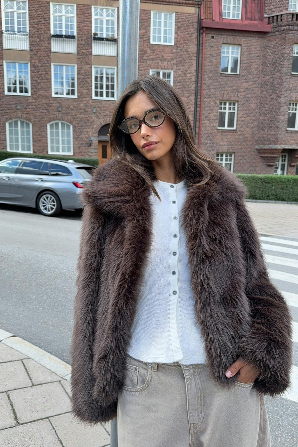 Faux fur short jacket