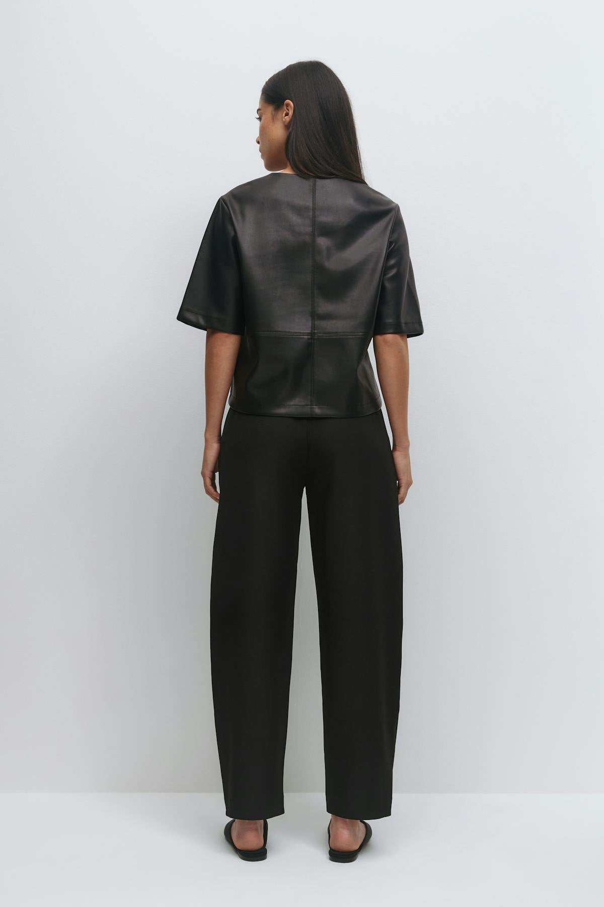 Mid waist barrel trousers